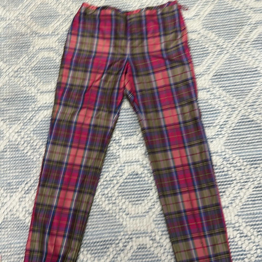 J. McLaughlin silk plaid pants
